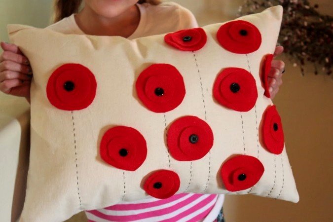 Подушки квіти | Подушка троянда, ромашка, мак