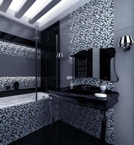 Дизайн чорно білої ванної кімнати