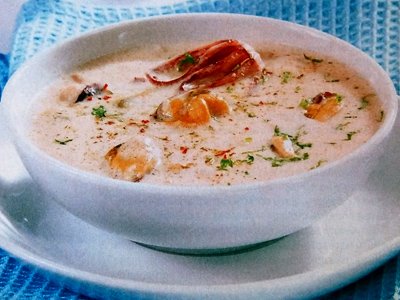 Вершковий суп з морепродуктів