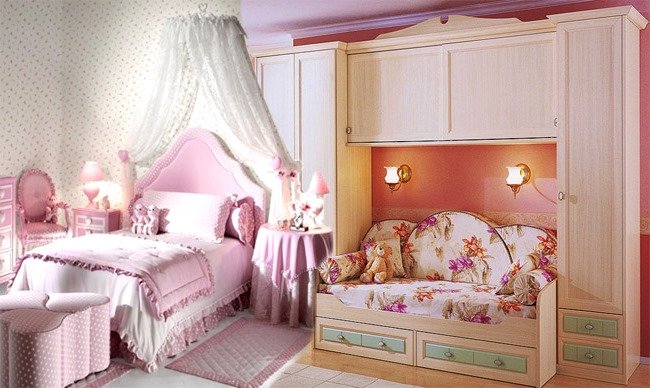 Рожева дитяча | Рожева дитяча кімната фото