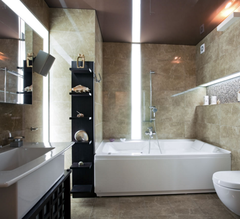 Дизайн натяжної стелі для ванної кімнати