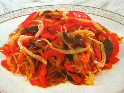 Рисова локшина з вешенками і овочами по китайськи