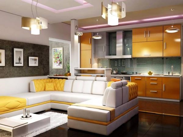 Декоративні перегородки між вітальнею і кухнею