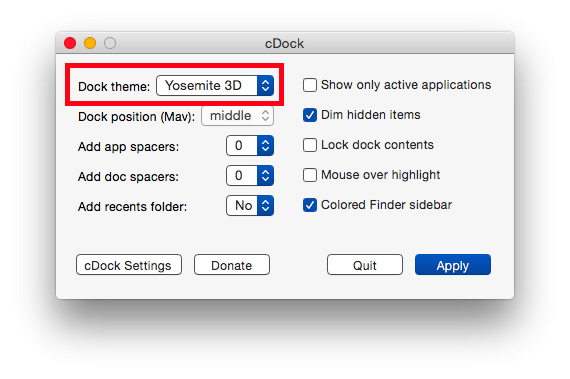 Як повернути обємний Dock в OS X Yosemite
