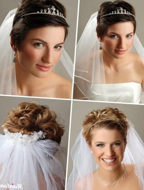 Весільні зачіски на каре з фатою