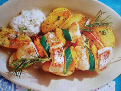 Шашлички з окуня з запеченою картоплею