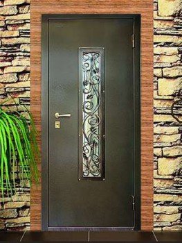 Металеві двері зі склом і ковкою
