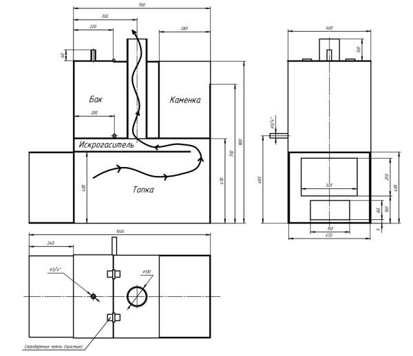 Піч для лазні з металу своїми руками: креслення, фото, відео