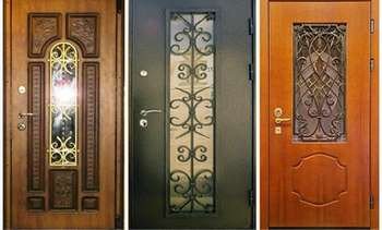 Металеві двері зі склом і ковкою