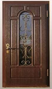 Металеві двері зі склом і ковкою