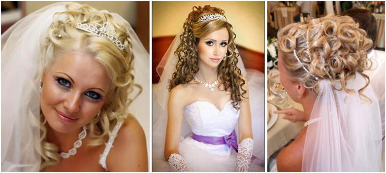Модні весільні зачіски з фатою на довгі і середні волосся: варіанти з чубком