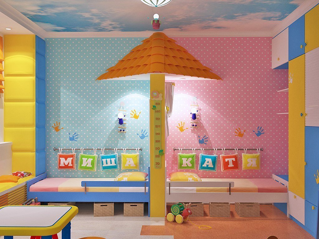 Дизайн дитячої кімнати для хлопчика і дівчинки