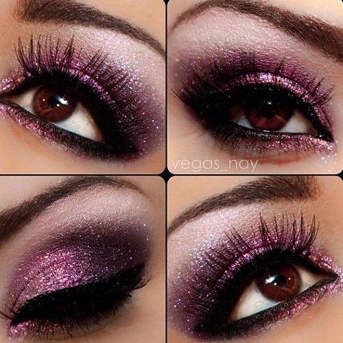 Фіолетовий макіяж для карих очей: фото