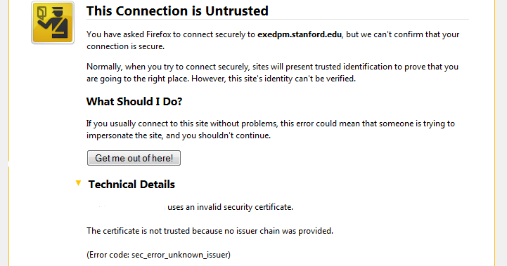 Код помилки sec error unknown issuer, як виправити в Firefox
