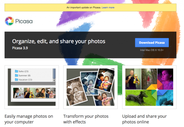 Фоторедактор Picasa буде закритий у найближчі місяці, на догоду Google Photos