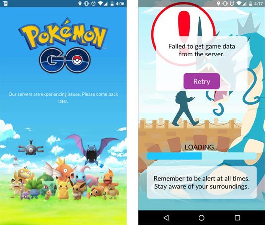 Failed to get game data from the server Pokemon go