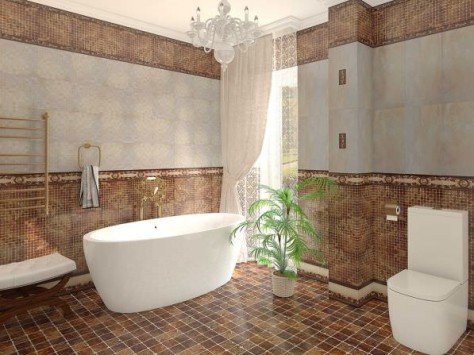 Дизайн для ванної з оформленням керамічною плиткою (43 фото)