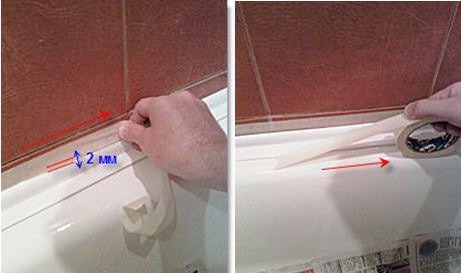 Монтаж самоклеющейся бордюрної стрічки для ванної з ПВХ