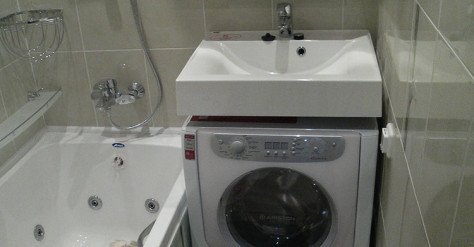 Установка пральної машини під раковиною у ванній кімнаті (25 фото)