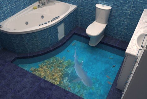 Трохи про технології наливної підлоги у ванній: відео монтажу наливної 3D підлоги, фото
