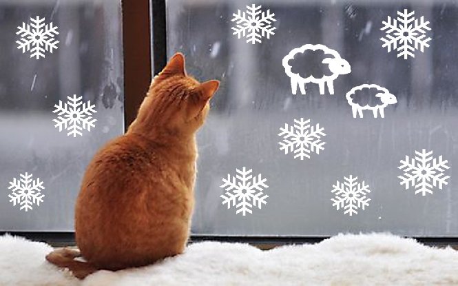 Як прикрасити вікно на Новий рік, наклейки, малюнки на вікнах, сніг
