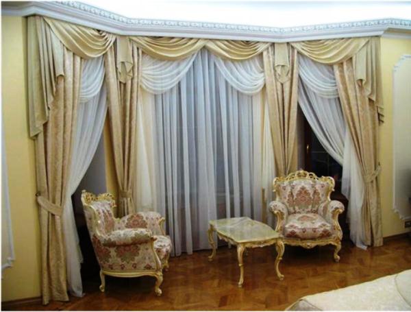 Красиві штори у вітальню: фото з варіантами, основні аспекти вибору