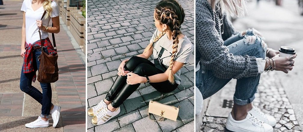 Літні стильні образи з білими кросівками та кедами 2017