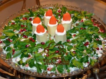 Листковий салат Новорічні свічки   покроковий рецепт