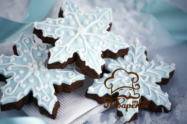 Новорічне печиво сніжинки з шоколаду   покроковий рецепт