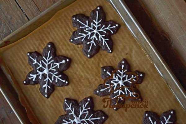 Новорічне печиво сніжинки з шоколаду   покроковий рецепт