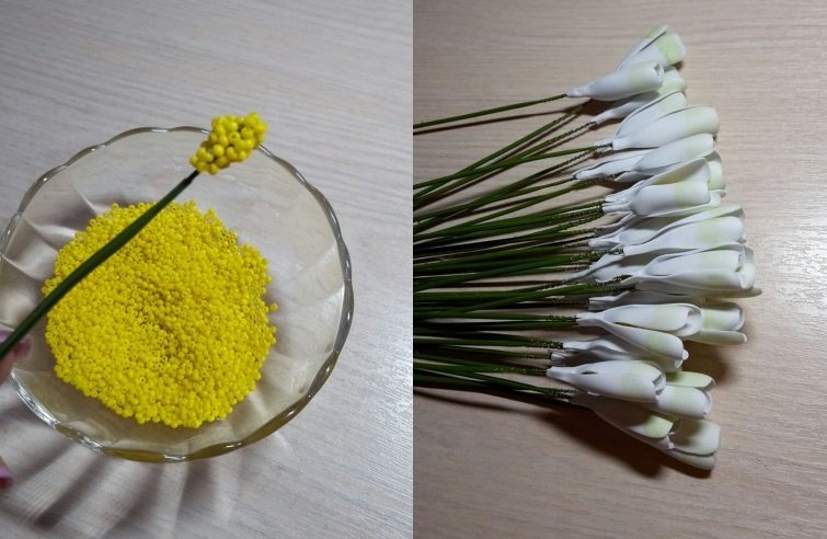Букет підсніжників з живих квітів і не тільки