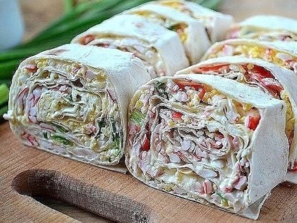 Крабовий салат в лаваші   6 рецептів приготування