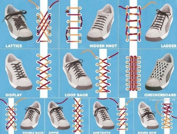 Шнурівка кросівок: варіанти з 6 дірками, покроково, фото