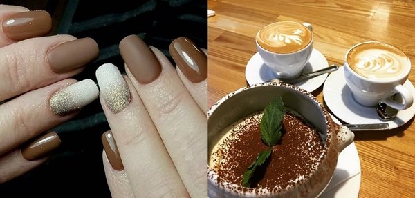 Дизайн нігтів кава з молоком: модний манікюр, красиві комбінації, фото