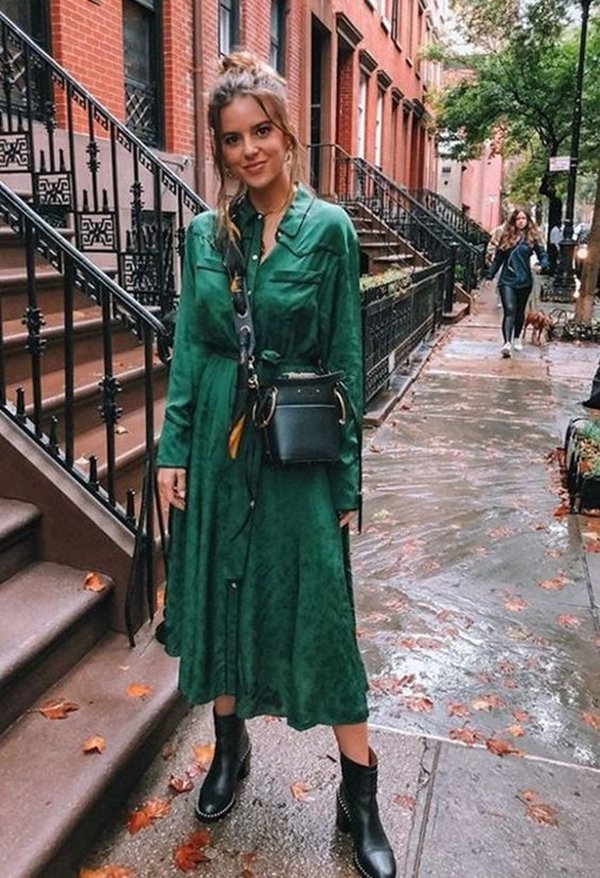 З чим носити сукню міді восени: як поєднати, взуття, фото модних образів