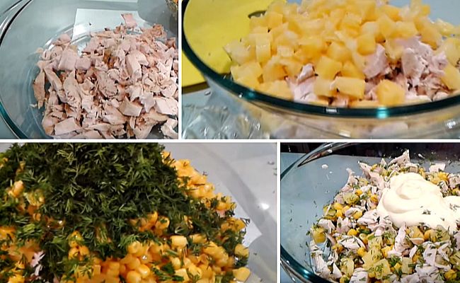 Салат з куркою та ананасом — 13 класичних рецептів