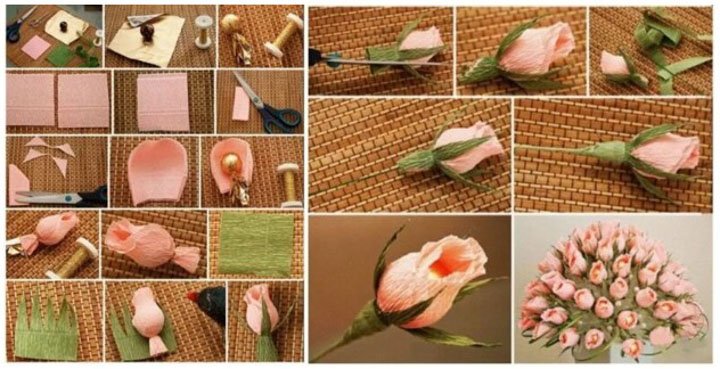 Троянди з гофрованого паперу — найпростіші способи зробити квіти